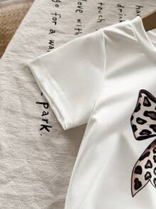 Set van 2 stuks voor baby's/peutermeisjes: T-shirt met luipaardprint en broek met uitlopende pijpen, casual, comfortabele en modieuze outfit voor babymeisjes om in de zomer te dragen