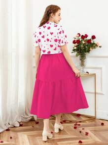 SHEIN 2pcs Heart Print Cami Dress Set For Teen Girls, Valentine's Day