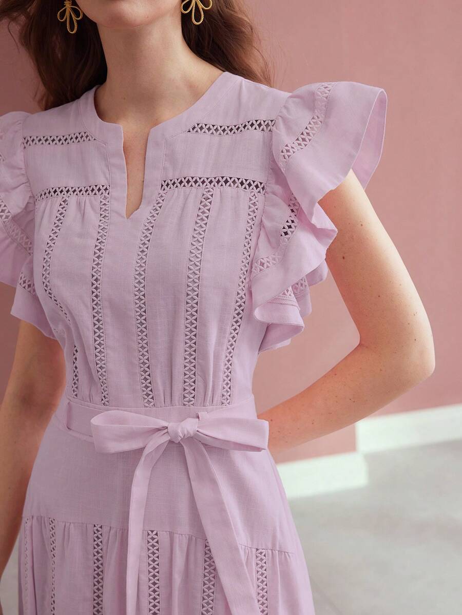 MOTF PREMIUM BELTED RUFFLE DRESS - Mauve Purple - View 2