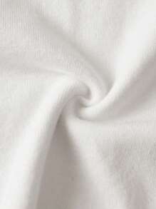 1 pieza Jersey blanco decorativo sobredimensionado con solapa cómoda, diaria y deportiva de estilo universitario casual para niños jóvenes, adecuado para viajes, escuela, reuniones diarias, temporada de otoño e invierno, atuendos de regreso a la escuela, atuendos de otoño