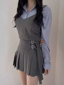 DAZY Pleated Mini Skirt, Youthful Style For Women - Grey - View 7