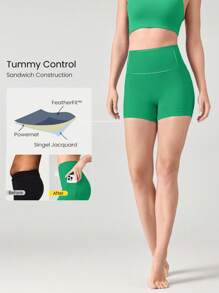 GLOWMODE Quần short đạp xe chống trượt FeatherFit™ 4.3" Không đường may phía trước, tác động thấp, chạy bộ, tập luyện mùa hè - màu xanh lá - Xem 2