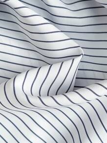 Sweetra 春夏蝴蝶结条纹修身无袖短款露肩休闲衬衫 - 白色 - 查看 7