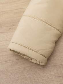 SHEIN Leap Crew Tween 男童休闲保暖衬垫外套，厚绗缝防风立领夹克，冬季 - 黑色 - 查看 8