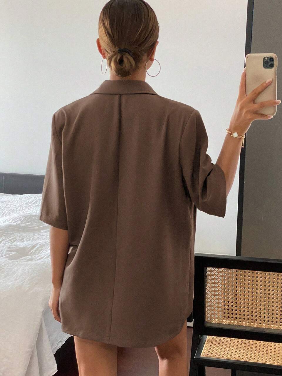 Women's Casual Minimalist Single-Breasted Short Sleeve Blazer Business Attire