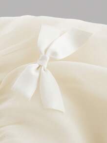 SHEIN MOD Women's Cream-Colored Mini Square Neck Bow Decor Puff Sleeve Dress,Summer Outfits,Babydoll Women Dress,Butterfly Dress - Apricot - View 4