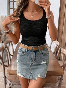 EMERY ROSE Camisola y top sin mangas de tejido de gofre ligero y transpirable, adecuado para el verano, tallas grandes