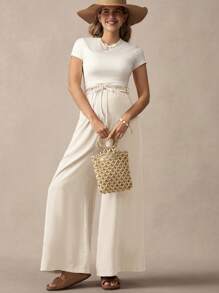 SHEIN Bowknot Maternity Pants, Simple Stylish Design Suitable For Summer - Apricot - View 7