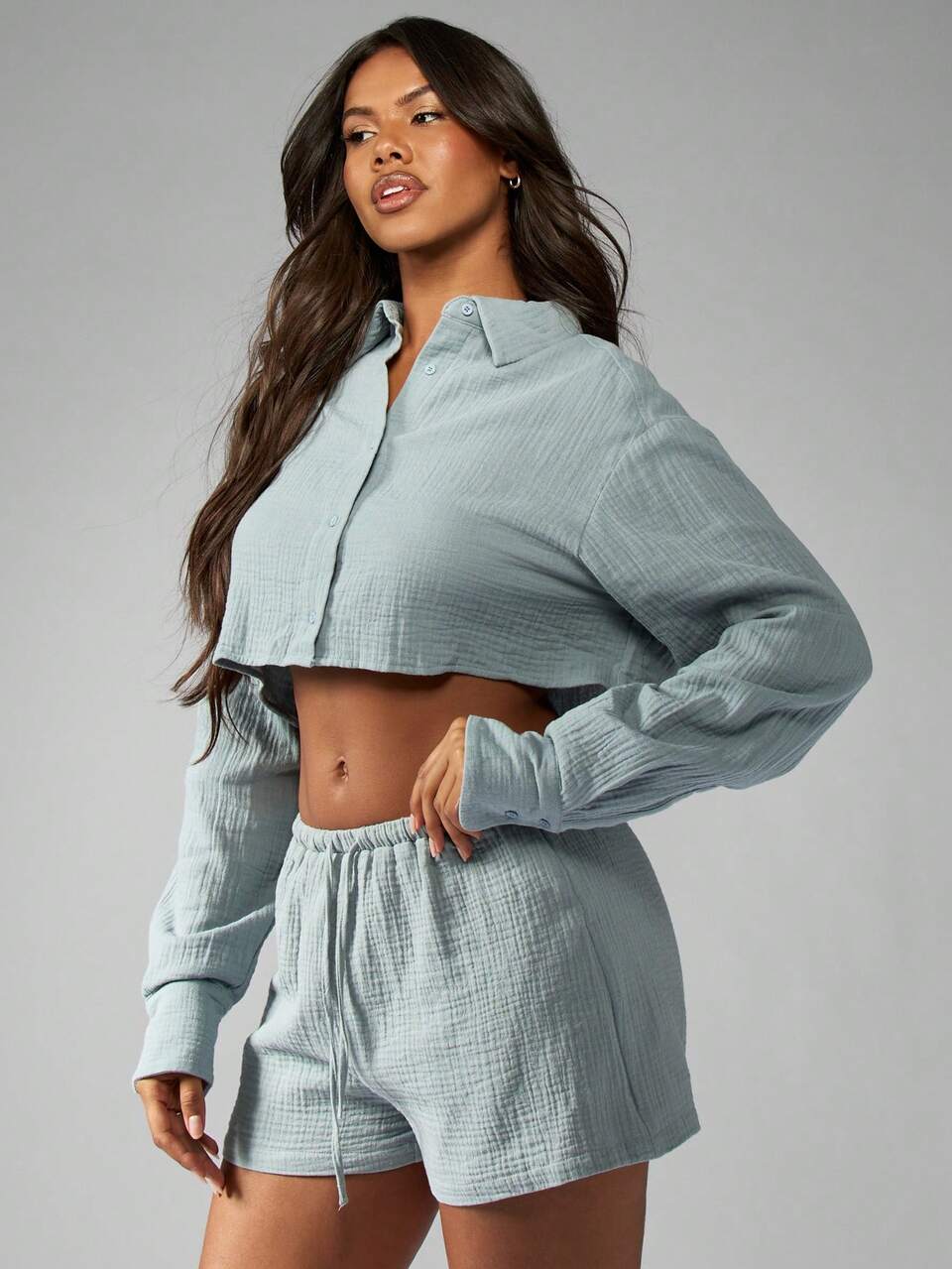 MISSGUIDED Cheesecloth Beach Shorts Casual Summer Wide Leg Elastic Waist Drawstring Shorts Vacation Resort Wear Lightweight Relaxed Fit