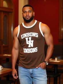 Áo ba lỗ thể thao viền in chữ mùa hè cho nam - Cà phê nâu - Xem 1