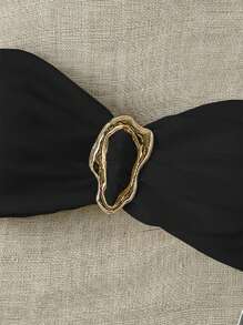 Swim Chiccia Springbreak Women's Solid Color Halter Metal Decor Sexy Bikini Top For Summer