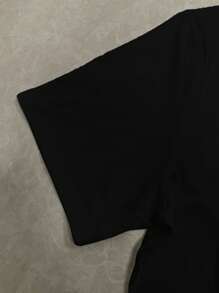 SHEIN 休闲男士T恤，复古色休闲T恤休闲男士T恤宽松休闲男士T恤 - 黑色 - 查看 4