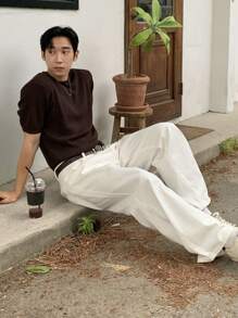 DAZY 男士休闲米色牛仔裤，春季 - 白色 - 查看 6