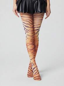 ROMWE Goth 1 双百搭深色虎纹连裤袜，适合所有季节