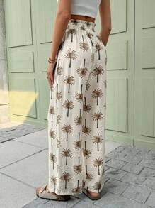 SHEIN Frenchy Quần dài in hình cây dừa thường ngày cho nữ - Nhiều màu - Xem 2