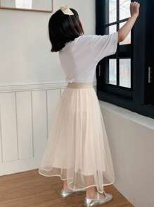 DAZY Tween Girl Tulle Skirt, Summer,Back To School Clothes - White - View 2