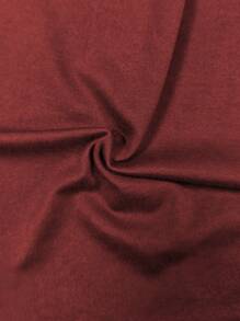 EMERY ROSE Summer Casual Solid Color V-Neck Short Sleeve T-Shirt - Burgundy - View 7