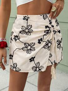 Serisse 女式花卉印花开衩裤腿裤，度假风格 - 彩色 - 查看 3