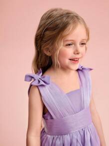 Fern Glow  Young Girl Elegant & Cute Purple Organza Dress, Summer - Mauve Purple - View 3
