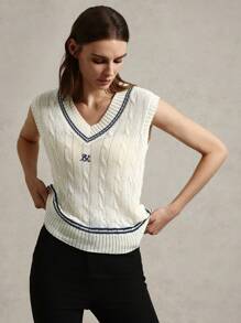 Briarwyn 女士学院风字母刺绣毛衣背心夏季女士商务休闲装 - 彩色 - 查看 6