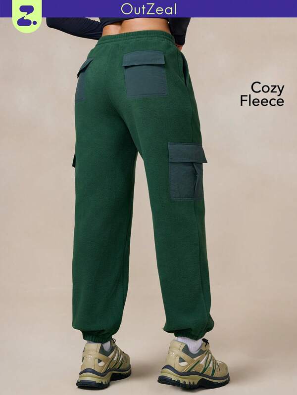 OutZeal Pantaloni cargo cu perie termică AeroHeat-Fleece pentru femei, cu buzunare multiple