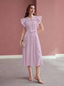 MOTF PREMIUM BELTED RUFFLE DRESS - Mauve Purple - View 7