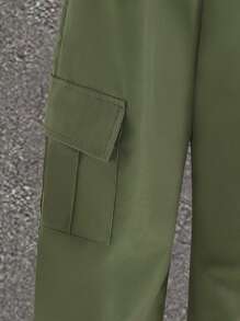 SHEIN 2pcs/Set Tween Boy Casual Minimalist Pattern Short Sleeve Round Neck T-Shirt And Cargo Shorts, Suitable For Summer - White - View 4