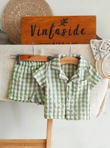 Vintaside Kids Baby Boy Casual Shirt & Shorts Set, Rustic Style, Suitable For Summer