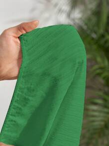 Slaydiva 春夏新款时尚音乐节、西部风、波西米亚风、复活节、纳什维尔、生日派对、毕业典礼、学生日常、百搭休闲度假巡航沙滩装吊带扭褶腰部纹理面料女式连体裤，白色，修身 - 綠色 - 查看 7