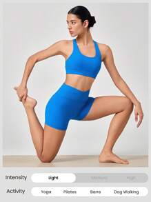 GLOWMODE Celana Pendek Biker FeatherFit™ Crossover Cutie 4,3 inci, Olahraga Ringan untuk Bersepeda, Lari, dan Latihan di Gym. - Blue Power - View 7