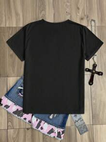 Áo thun cổ tròn thời trang lễ hội âm nhạc Gothic Retro giản dị dành cho nữ - Nhiều màu - Xem 2