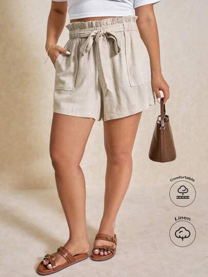 Elaquor Pantalones cortos casuales de unicolor para tallas grandes, minimalistas y para el uso diario