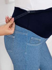 SHEIN Jeans casual skinny da maternità con vita regolabile e versatili