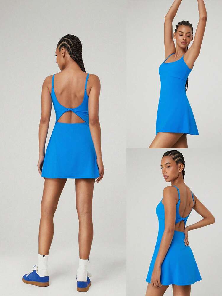 Vestido corto de cuello de escote FeatherFit™-Air con nudo, secado rápido y absorción de humedad