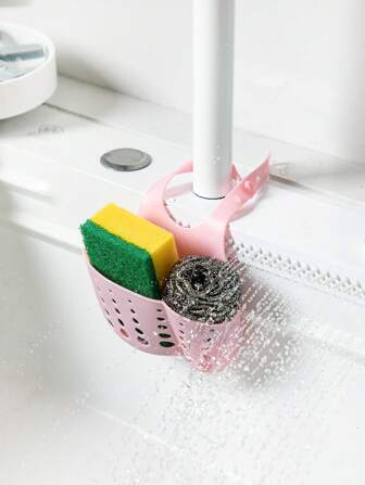 1pc Kitchen Portable Sink Sponge Holder, Rack Hanging Basket Shelf Baskets Drain Bag Strainer Organizer Bath Storage Gadget Tool