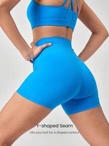 GLOWMODE Celana Pendek Biker FeatherFit™ Crossover Cutie 4,3 inci, Olahraga Ringan untuk Bersepeda, Lari, dan Latihan di Gym. - Blue Power - View 2