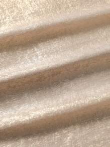 女士纯色 V 领休闲短袖上衣，夏季 - 金色 - 查看 7