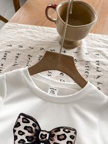 Set van 2 stuks voor baby's/peutermeisjes: T-shirt met luipaardprint en broek met uitlopende pijpen, casual, comfortabele en modieuze outfit voor babymeisjes om in de zomer te dragen