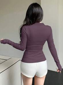 DAZY Women's Casual Solid Zipper Front Jacket, Spring,Fall Women Clothes Women Coats - Dusty Purple - View 2