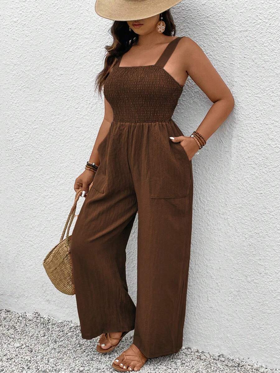 SHEIN Clasi 大码纯色简约时尚夏季连体裤