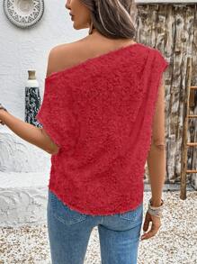 EMERY ROSE Áo cánh nữ xếp ly bất đối xứng rộng rãi thanh lịch giản dị - Đỏ - Xem 2