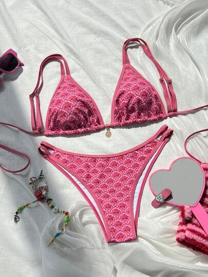 Swim Vcay 2 st/set damer nya justerbara spaghettiband småblommiga sexiga sido-högskurna bikiniset, vår/sommar 2026