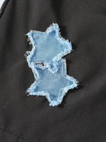 Tween Boys Fashion Cool Casual Embroidered Star Loose Shorts, Suitable For Sports And Outdoor, Spring/Summer - Black - View 7