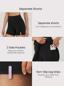 GLOWMODE FeatherFit™-Air Scoop Neck Knotted Mini Dress Quick Dry Moisture Wicking - Black - View 3