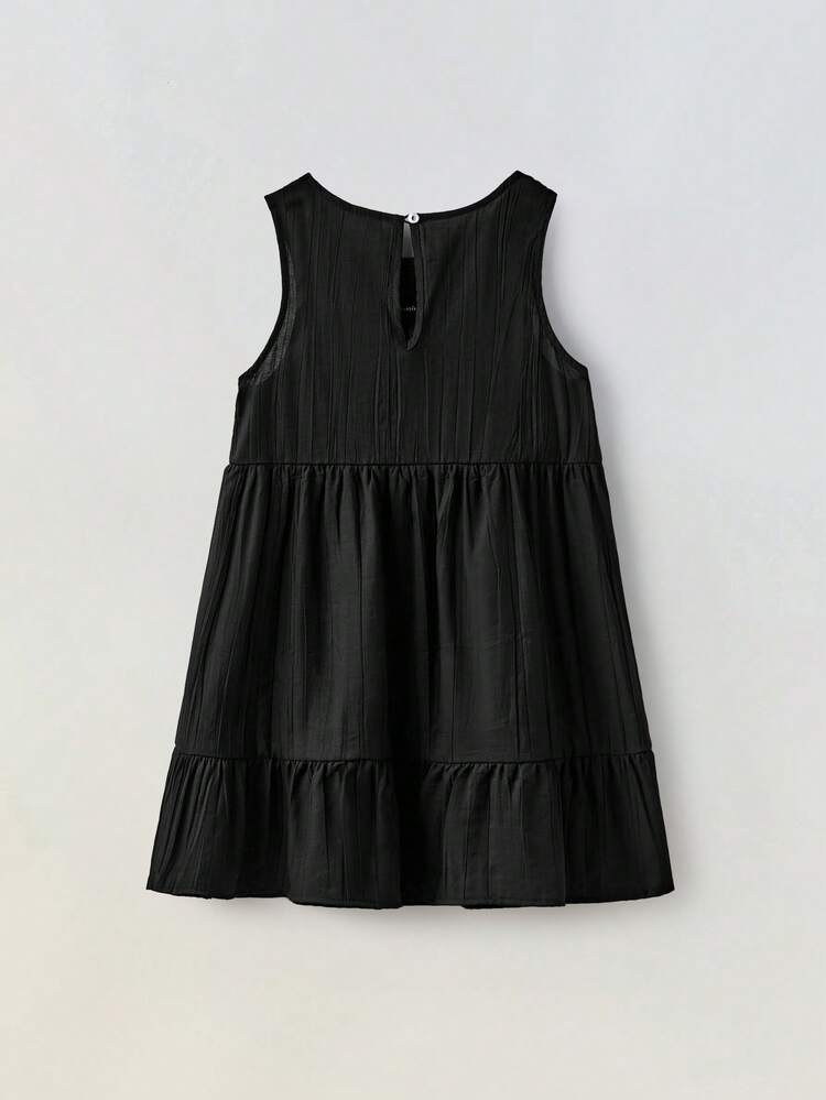 Loose Casual Fashion Color Block Bow Decor Young Girl Dress