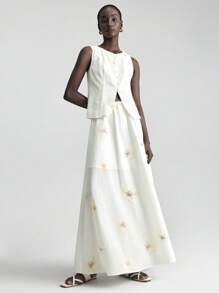 Ontre 女式2025年花卉印花裙，波西米亚风格，伊比萨岛度假装，度假印花