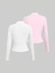 Sweetra Y2K 褶饰立領長袖上衣