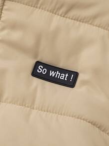 SHEIN Leap Crew Tween 男童休闲保暖衬垫外套，厚绗缝防风立领夹克，冬季 - 黑色 - 查看 5