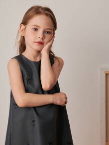 PrepCrw Abito elegante senza maniche con stampa di farfalle grigia per ragazze giovani, per primavera/estate
