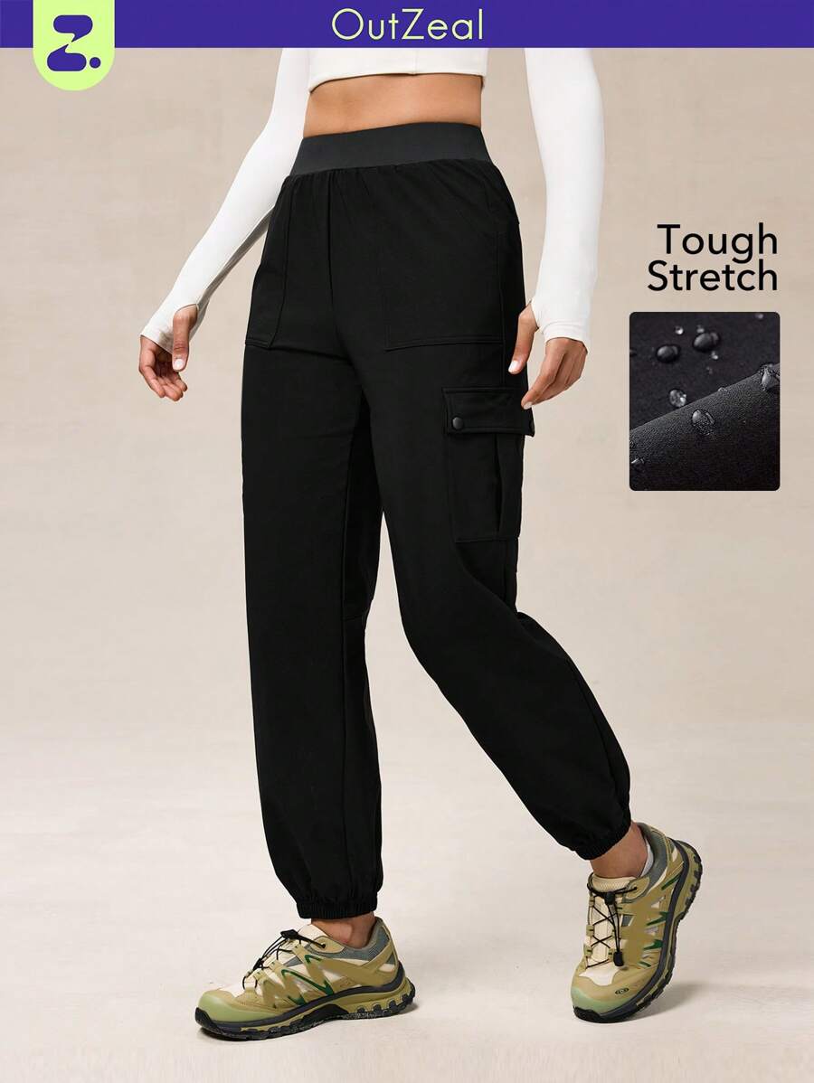 OutZeal Quần đi bộ đường dài bằng vải nylon chống thấm nước co giãn có nhiều túi lò xo cho đi bộ đường dài - màu đen - Xem 1